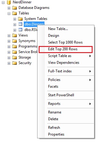 sql server 2008 edit top 200 rows değiştirme